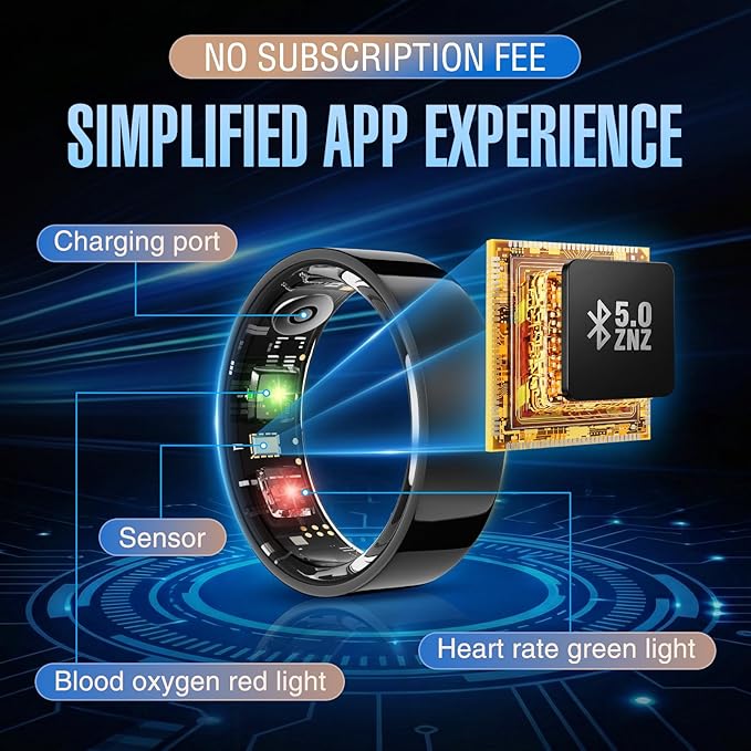 Halo Ring Smart– Compatible with iOS and Android Systems, No Subscription Required, Long Battery Life, Equipped with Sensor Technology, Supports Fitness, Blood Oxygen, and Sleep Monitoring