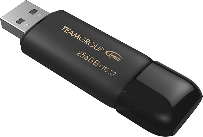 TEAMGROUP C175 256GB USB 3.2 Gen 1 (USB 3.1/3.0) Read 100MB/s Flash Thumb Drive,Memory Stick Compatible with Computer/Laptop Matte Black TC1753256GB01