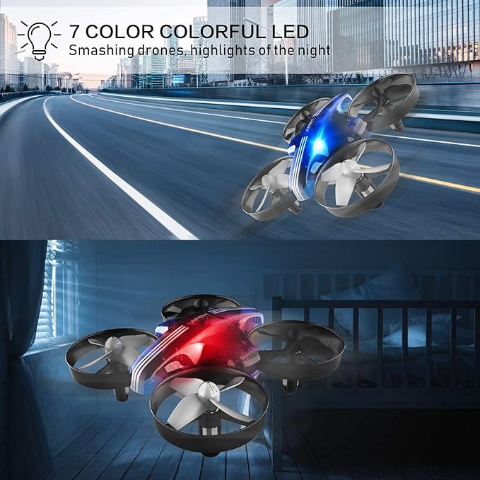 Mini Drone for Kids & Beginners, Indoor RC Nano Helicopter Quadcopter with Auto Hovering,3D Flips,Portable Hand Operated, Birthday＆ Children's Day Gift for Boys and Girls,Headless Mode & Remote Control,Blue.4-blade design-ATOYX