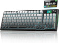 Redragon Wireless Mechanical Keyboard, Gasket RGB Gaming Keyboard with Screen & Knob, Tri-Mode BT5.0/2.4G/USB-C, 95 Keys Hot Swappable, Side Printed PBT Keycaps, Thick Pre-Lubed Linear Switch, K725SP