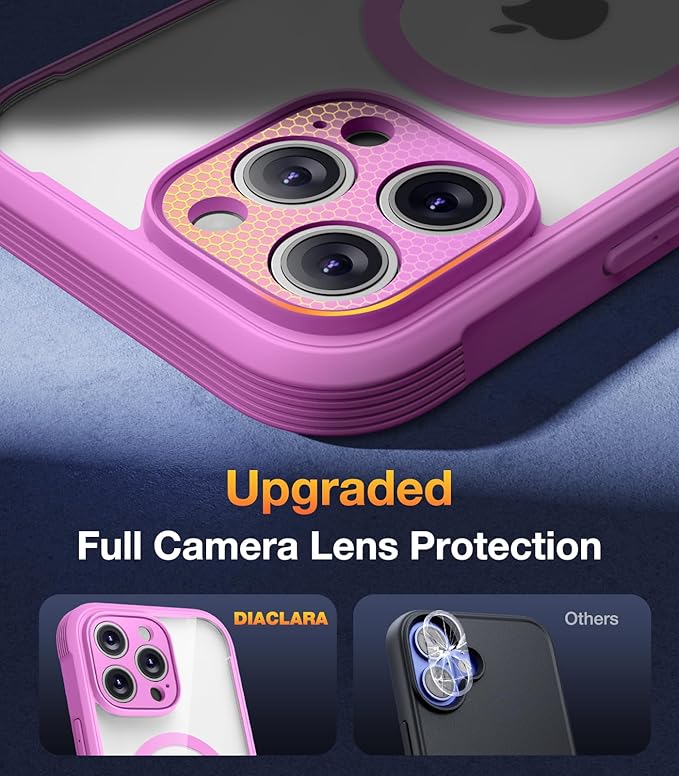 Diaclara Magnetic Designed for iPhone 16 Pro Max Case, Full Body Rugged with Touch Sensitive Anti-Scratch Screen Protector, Compatible with MagSafe, Soft Bumper Case for iPhone 16 Pro Max 6.9', Pink