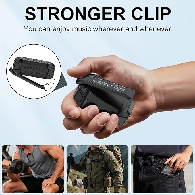 Wearable Bluetooth Speaker,IPX7 Waterproof Outdoor Speakers,Clip-On Wireless Small Portable Speaker with Bluetooth 6.0,TWS,Hands-Free Calls for Work,Golf,Camping