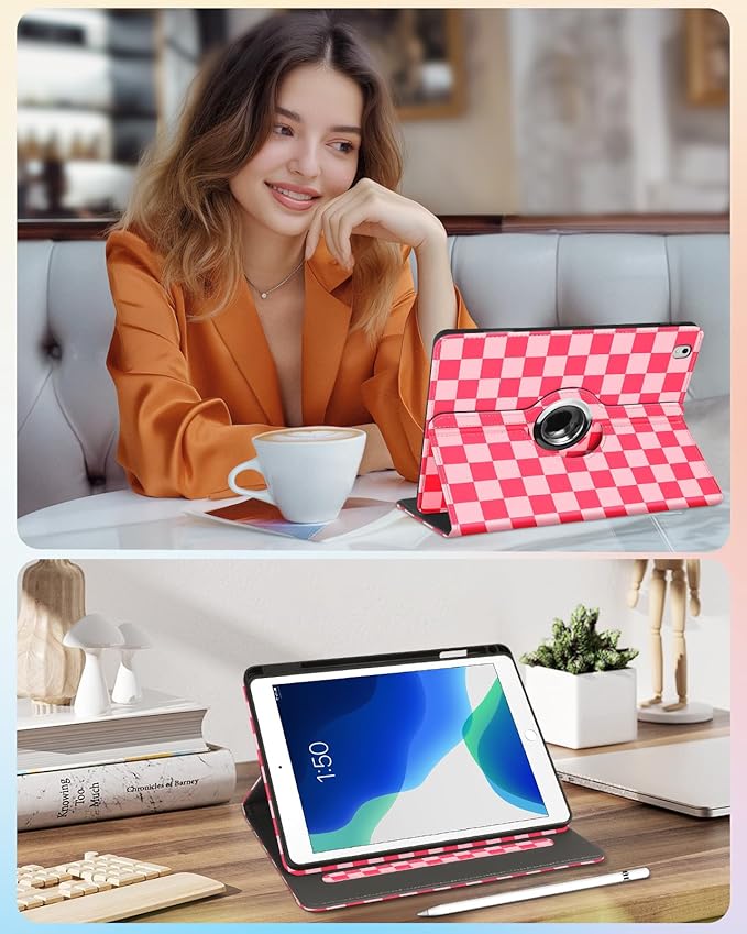 Kidcube for iPad Air 3rd Generation Case/Pro 10.5 Inch Case - Women Girls Cute Rotating Stand Folio Cover with Pencil Holder & Card Slot Girly Pretty Unique Design Cover for iPad Pro 10.5''/Air 3rd