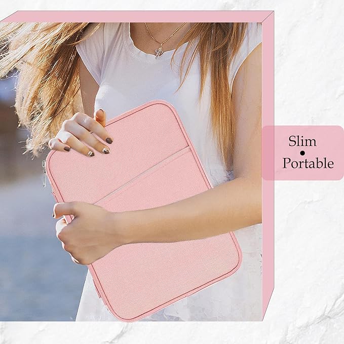 Crienten 12.9 Inch Tablet Sleeve Bag for Women Fits iPad Pro 12.9 M2 2022/2021/2020/2018/Pro 12.9 2017, Surface Laptop Go 12.4", Galaxy Tab S8+ 12.4", Waterproof Bag Carrying Case with Pocket (Pink)