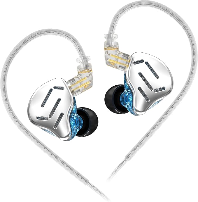KZ Zax in Ear Headphones 7BA+1DD Hybrid 16 Drivers HiFi Noise Cancelling in Ear Monitor, Zin Alloy Shell Metal Wired Earphone with 3.5mm Jack Detachable 2 Pin 0.75mm Cable (No mic, Silver)