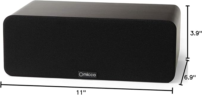 Micca OoO Slim Center Channel Speaker with 3-Inch Woofers and Silk Tweeter, Thin Design Under 4" Tall, for Desktop Stereo or Home Theater Surround Sound, Wall Mountable, Single, Dark Walnut