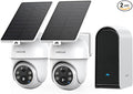ANSQUE Security Cameras Wireless Outdoor Home System, 2 Camera Kit, No Subscription Fees, Solar Powered, Local Storage, 365-Day Battery Life, 360°PTZ Surveillance, Auto Tracking, 2K Color Night Vision