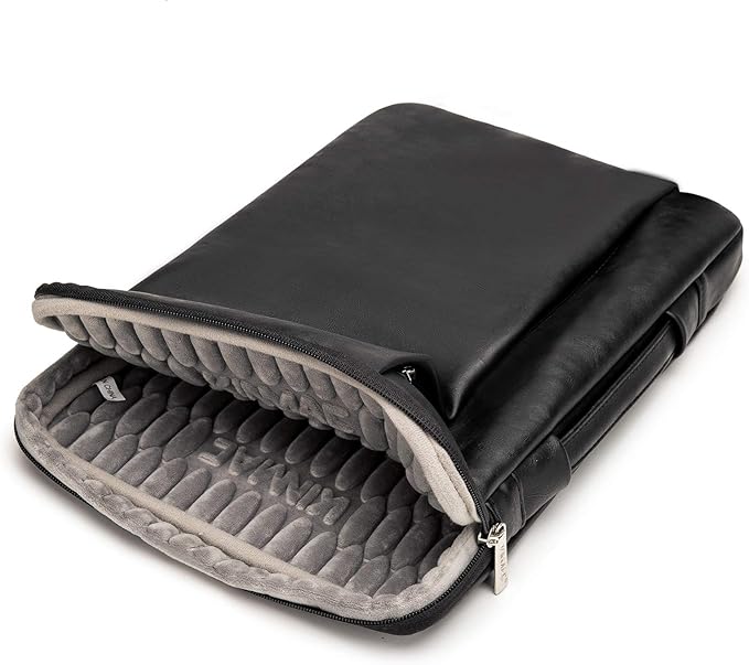 Kinmac 360° Protective Laptop Sleeve Case Bag Cover with Handle for MacBook Pro 16 inch,16 inch HP,Lenovo,Dell,ASUS,Acer Ultrabook and Business Laptop (Black PU)