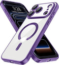 Hython Magnetic Clear for iPhone 17 Pro Max Case with Camera Lens Protector [Compatible with MagSafe] Plating Edge Slim Soft TPU Cover Protective Phone Case for iPhone 17 Pro Max 6.9", Matte Purple