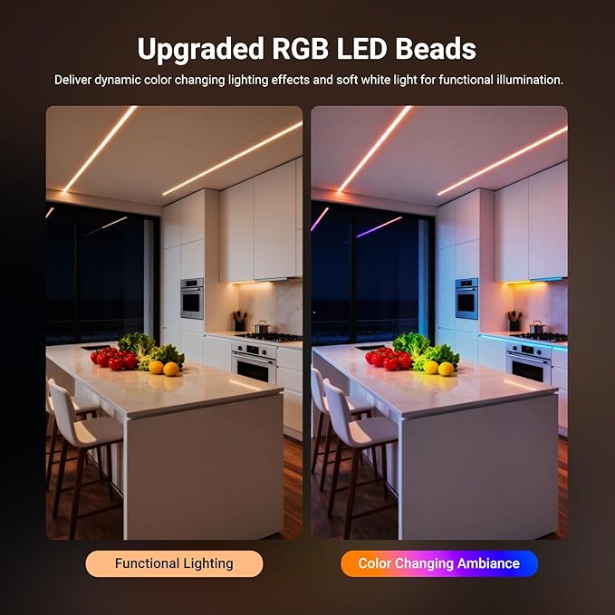 NEEWER 16.4ft/5m LED Strip Lights Front Lit, Smart AI App Control RGB Cuttable Neon Rope Light Color Change for Bedroom Gaming Room Home Indoor Wall Decor, Compatible with Google Assistant Alexa, NS01