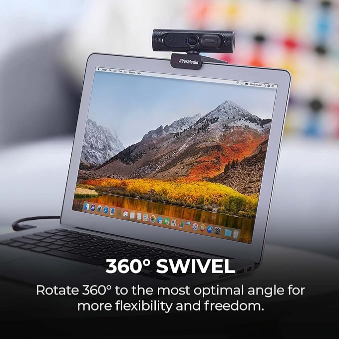 AVerMedia PW315 TAA/NDAA Compliant 1080p 60fps Webcam – Wide-Angle USB Camera with Dual Mics & AI Auto Framing, Fixed Focus HD Webcam for PC/Mac, Zoom, Teams, Google Meet, Streaming, Content Creation