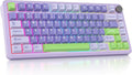surmen M75 75% Wireless Creamy Keyboard with Gasket, Pre-lubed Triple Mode Bluetooth Mechanical Gaming Keyboard BT5.0/2.4Ghz/USB with Sound Absorbing Pads Hot-Swap(Lavender)
