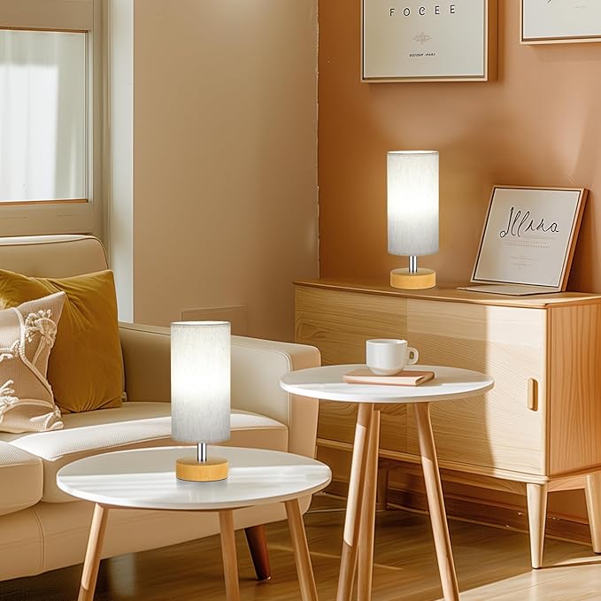 PartageiZ Small Table Lamp for Bedroom Set of 2 - Bedside Lamps for Night Stands, Minimalist Nightstand Light Lamp, Desk Lamps for Reading Room, Kids Room, Living Room, Office, Dorm