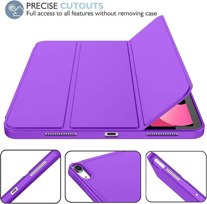 iMieet iPad Air 11 Inch Case M4/M3/M2(2026/2025/2024), iPad Air 5th/4th Generation Case 2022/2020 10.9 Inch with Pencil Holder,Trifold Stand Smart Case with Soft TPU Back(Grape Purple)