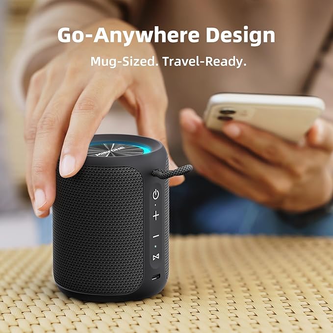 MIATONE Rush M - 20W Bluetooth Speaker IP67 Waterproof Speaker with Deep Bass, Portable Speakers for Beach Camping Accessories, Gifts for Men Fathers Him (Black)
