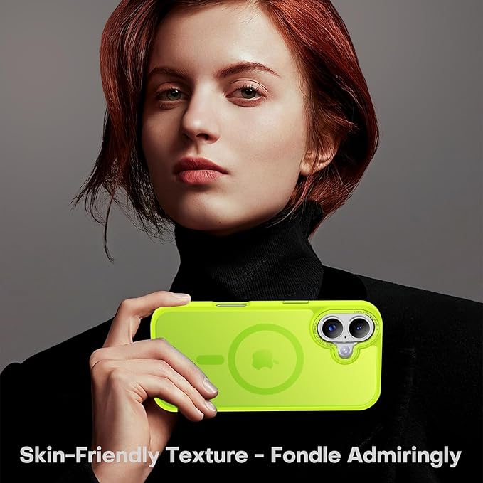 Newfuture Magnetic for iPhone 17 Case [Compatible with Magsafe] [Military Grade Drop Protection] Translucent Matte Anti-Scratch Shockproof Protective Phone Cover 6.3 Inch, Fluorescent Green