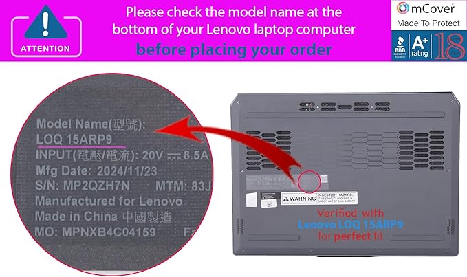 mCover Case ONLY Compatible for 2023-2025 15.6" Lenovo LOQ 15IAX9 15ARP9 15IRX9 15AHP9 15IRX10 15AHP10 Series Windows Computers (NOT for Other Lenovo Models)- Red