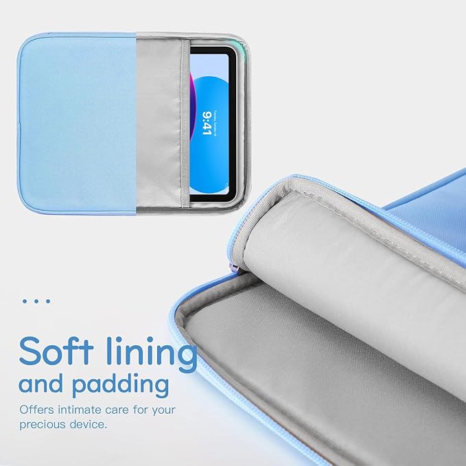 Dadanism 9-11" Tablet Sleeve Bag Carrying Case for iPad (A16) 11th Gen 11", iPad 10th Gen 10.9" Air 5/4, iPad Air M4/Pro 11", iPad 9/8/7th, Galaxy Tab A11+ Plus 11", Remarkable 2 10.3", Baby Blue