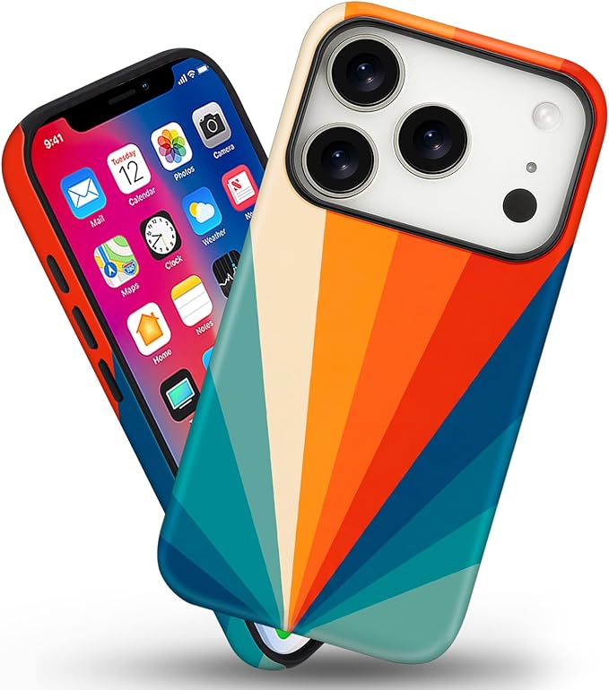 Magnetic for iPhone 17 Pro Max Case Cute Stripes Phone Case, Shockproof Slim TPU and Hard PC Protective Phone Cover Compatible with MagSafe Designed for Women Girls,Retro Diffuse