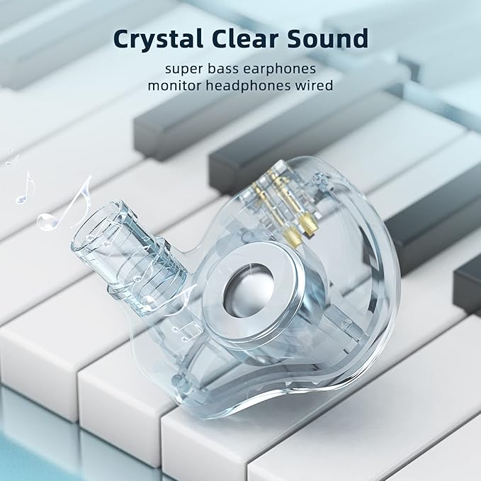 YINYOO KBEAR KS1 in Ear Monitor Bass Earbuds Wired Earbuds,Clear Sound Stereo Headphones, Vocals Forwards High Resolution Noise Canceling HiFi Earphones, Detachable Cable for Singers