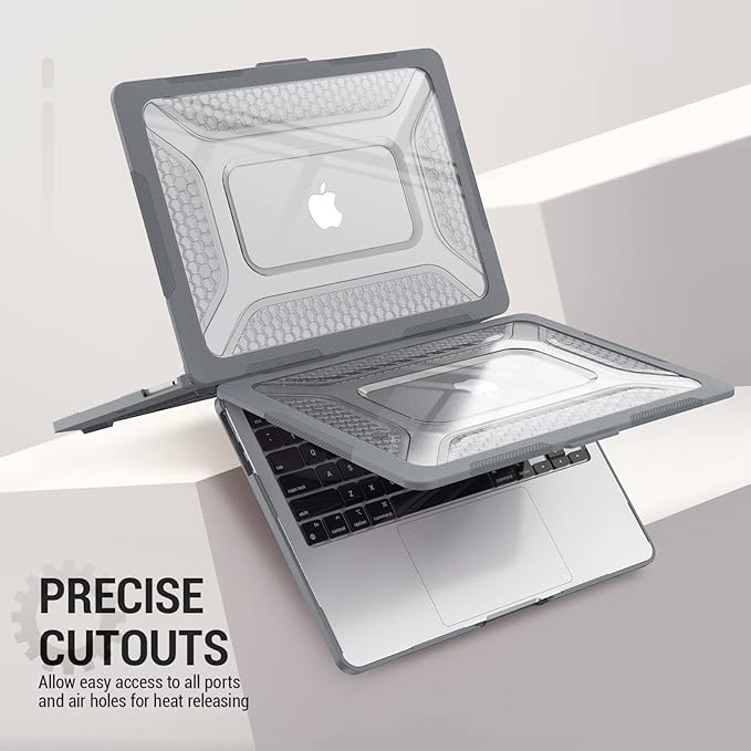 SEYMAC stock Case for MacBook Air 13.6 inch, Shock-Absorbing Protection with Folding Stand &Mouse Pad Case for MacBook Air 13.6 inch, Gray