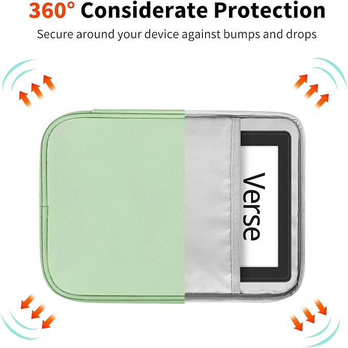 HoYiXi Universal Sleeve Bag for 6",6.8",7" Kindle Paperwhite/Colorsoft 2024-2012 Compatible with 6"-6.8" All-New Kindle/Kobo/Tolino/Sony,6" EReader with Anti-Drop Protective Cover,Green