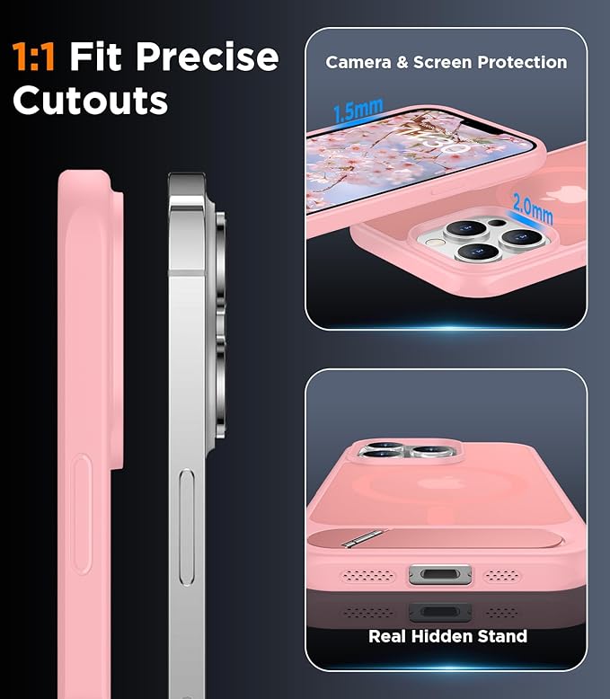 Magnetic Compatible with iPhone 13 Pro Case, [Built-in Invisible Kickstand][Compatible with MagSafe] [Military Grade Shockproof] Slim Translucent Matte Phone Case for iPhone 13 Pro 6.1"