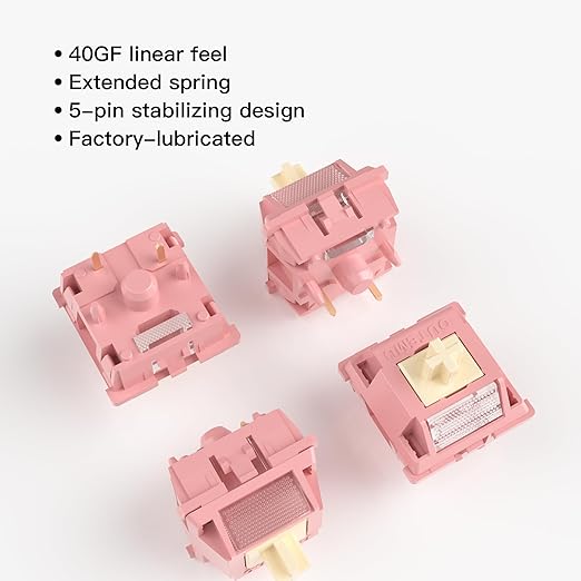 Outemu Red Bean Creamy Pro Keyboard Switch with Diffuser for Mechanical Gaming Keyboard,5-Pin 40gf Linear Pre-Lubed Switches(20Pcs)