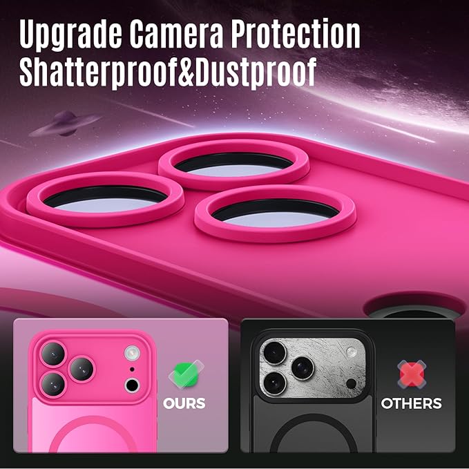 Symcele Designed for iPhone 17 Pro Max Case, Compatible with MagSafe, [Camera Protection] [15FT Military Drop Protection] Shockproof Translucent Matte Anti-Slip Phone Case, 6.9", Hot Pink