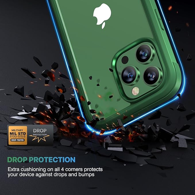 Diaclara for iPhone 13 Pro Max Case, Full Body Rugged with Built-in Touch Sensitive Anti-Scratch Screen Protector, Soft TPU Bumper Case for iPhone 13 Pro Max Case 6.7", Green