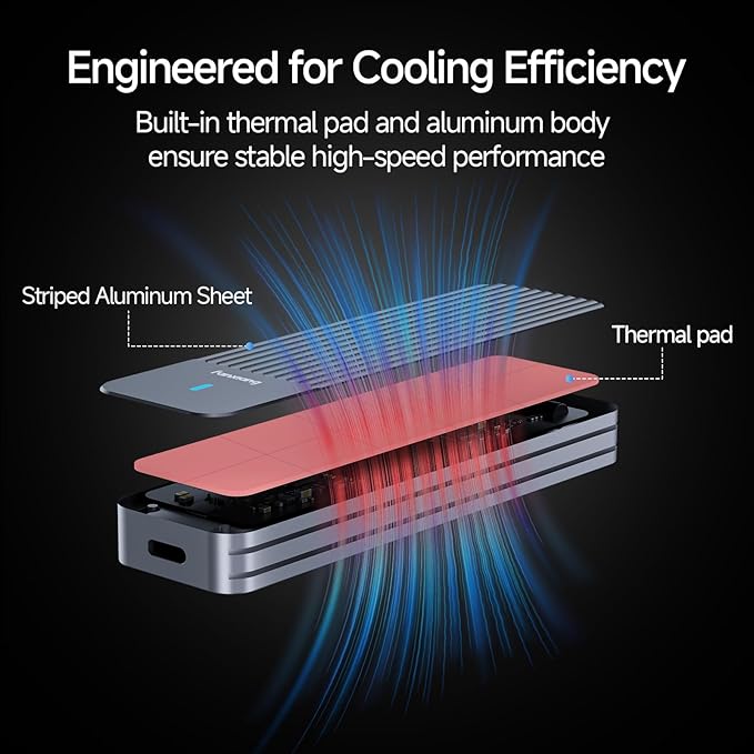 fanxiang SSD Enclosure, USB 3.2 Gen 2 (10 Gbps), M.2 NVME/SATA SSD Enclosure, USB Adapter/Reader, Solid State Drive External Enclosure, Supports M and B+M Keys and Size 2230/2242/2260/2280 SSDs, MD87
