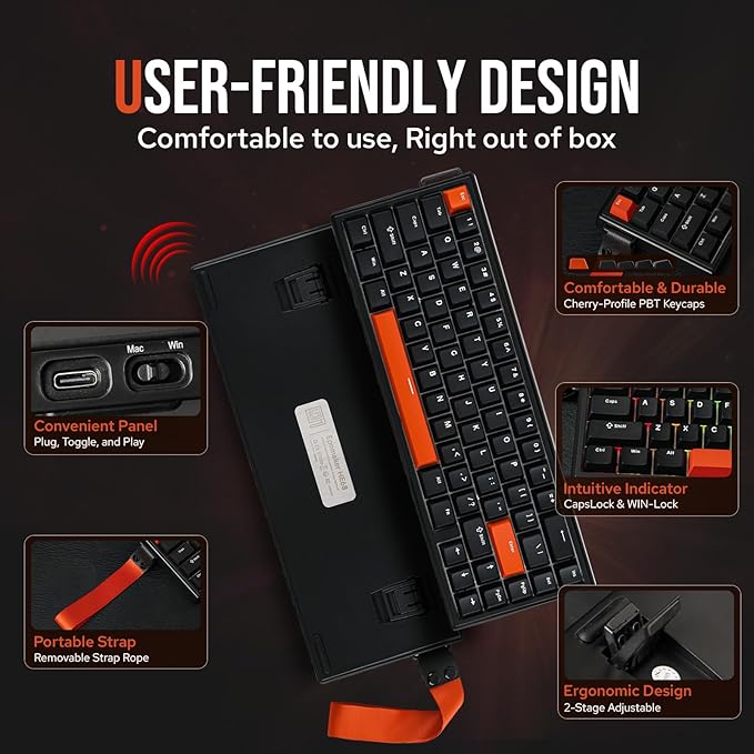 EPOMAKER HE68 Hall Effect Keyboard, 8000hz Polling, 0.01mm Adjustable Trigger, 0.125ms Latency, Creamy Gasket, Snap Key, SOCD, RGB, Wired Magnetic Gaming Keyboard for Mac/PC (Black)