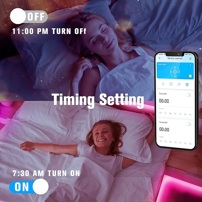 DAYBETTER LED Strip Lights 200 ft (2 Rolls of 100 ft), Smart App Control Lighting Bedroom Rome Decor with Remote, RGB Music Sync Color Changing LED Lights for Party