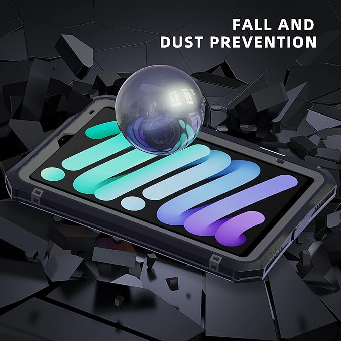 Waterproof Case Compatible with iPad mini 7&6 6th Generation 8.3 Inch, Full Body Heavy Duty Protection with Built-in Screen Protector, Pencil Holder, Strap, Shockproof Tablet Case