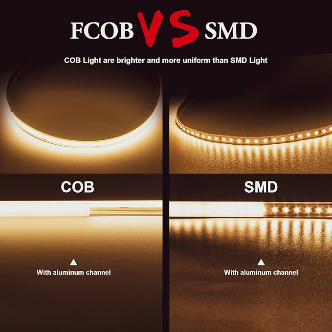 COB LED Strip Lights 65.6ft, LED Lights Warm White 3000K Strip Lights with Remote& App, Dimmable Super Bright 24V White LED Tape Lights,Cabinet Office Lighting