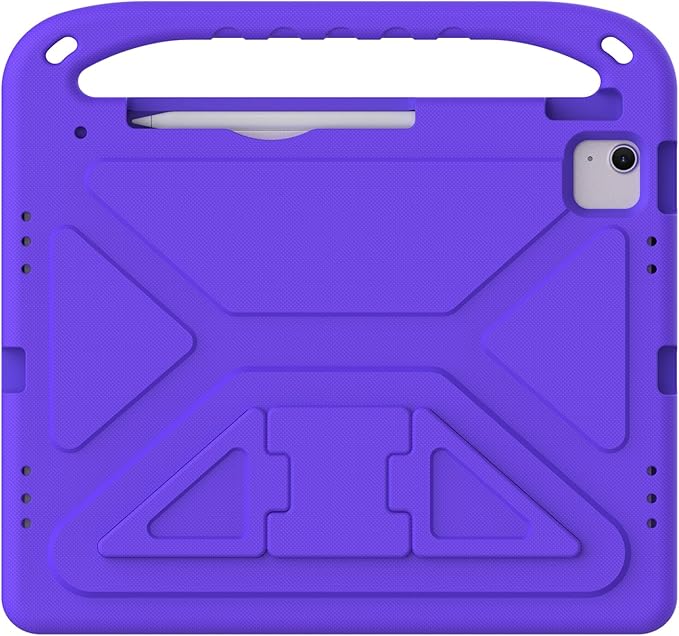 Kids Case for iPad Pro 12.9 inch Cover 6th/5th/4th/3rd Gen (2022/2021/2020/2018) with Kickstand/Handle/Stylus Pencil Holder Soft EVA Heavy Duty Shockproof Stand Girl Boy Cover, Purple