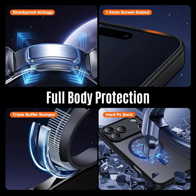 Symcele Designed for iPhone 17 Pro Max Case, Compatible with MagSafe, [Camera Protection] [15FT Military Drop Protection] Shockproof Translucent Matte Anti-Slip Phone Case, 6.9", Black