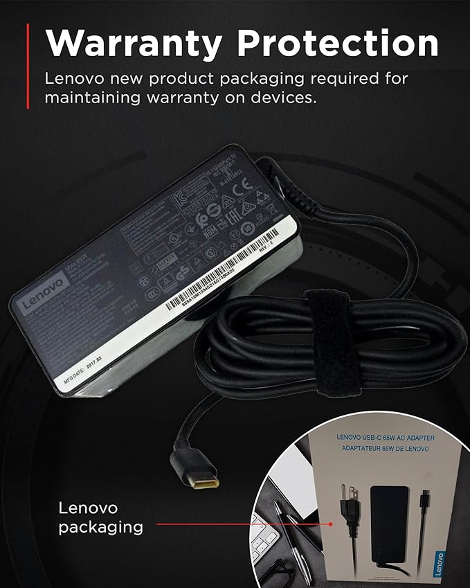 Lenovo USB-C 65W AC Adapter (UL) - 65 W - 5 V DC Output (Pack of 2)
