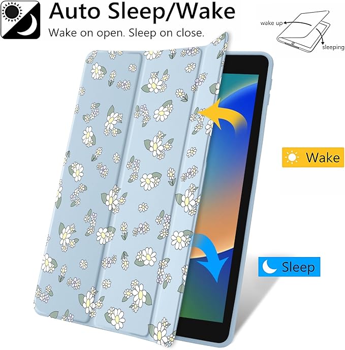 JOYLAND Countryside Style Floral Pattern Case for iPad Pro 11-inch (M4) 2024 5th Generation,Clear Acrylic Hard Back Case with Pencil Holder Trifold Stand Tablet Cover (Model Number:A2836/A2837/A3006)