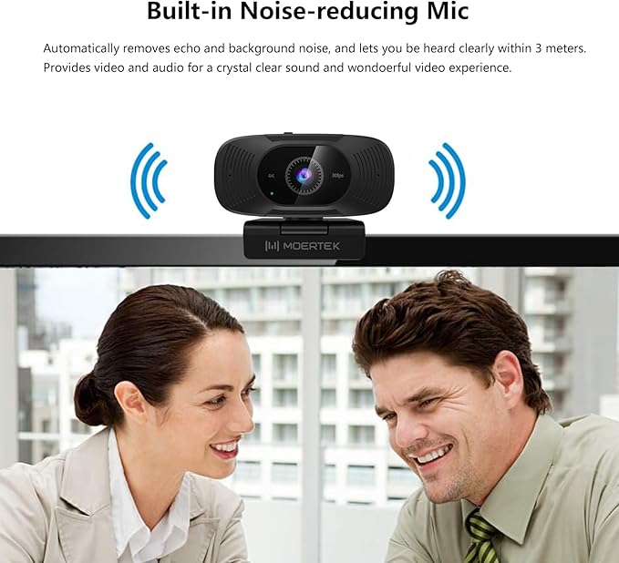 4K Webcam with Microphone, 1080P 60fps Webcam for PC, 8MP UHD 92° Wide Angle Len, Automatic Light Correction, USB Camera with Privacy Cover, External Computer Camera for Business Meeting/Video Call