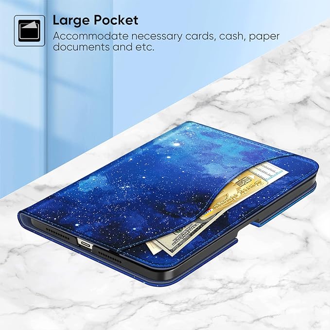 Fintie Folio Case for iPad Mini 7 (A17 Pro, 7th Generation) 2024 / iPad Mini 6 (6th Gen) 8.3 Inch, Multi-Angle Smart Stand Cover with Pencil Holder & Pocket, Auto Sleep/Wake, Starry Sky