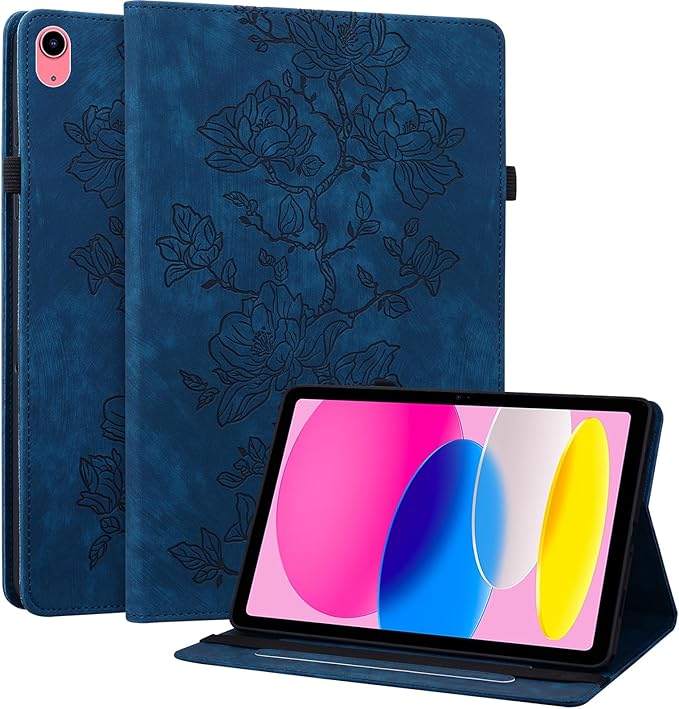 Case for iPad (A16) 11th Generation 11 Inch 2025, iPad 10th Generation 10.9 inch 2022, Auto Wake/Sleep Slim PU Leather Folio Cover with Multi-Angle Stand and Pen Holder, Blue