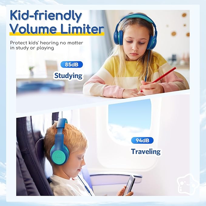 EarFun 3Packs Kids Headphones Wired with Microphone, 85/94dB Volume Limit Headphones for Kids, Portable Wired Headphone with Shareport, Stereo Sound Foldable Headset for School/Tablet/iPad/Kindle