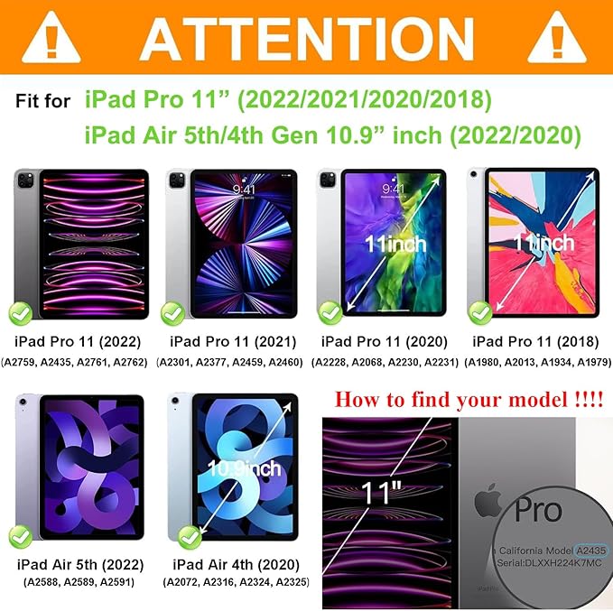 Kids Case for iPad Pro 11-Inch 2022/2021/2020/2018 (4th/3rd/2nd/1st Generation) & iPad Air 5th/4th Gen Case 2022/2020 10.9" with Kickstand/Handle/Pencil Holder Stand Girl Boy Cover, Blue