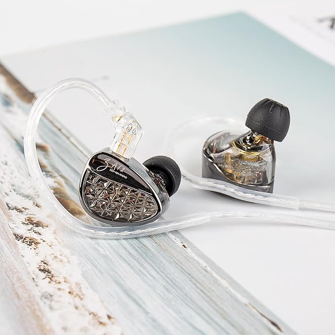KZ ZA12 in Ear Monitor, 2DD+4BA Hybrid Wired Earbuds, KZ in Ear Monitor with 4-Level Tuning Switch Gaming Earbuds,Silver-Plated IEM Cable for Audiophile (with Microphone, Matte Black)