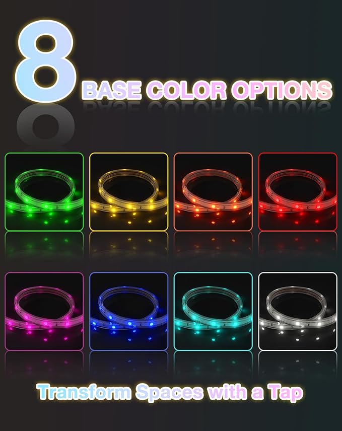 Shine Decor 120V RGB LED Strip Light Remote Control, Cold Resistant IP65 Waterproof Outdoor Strip Lighting Color Changing, Connectable Lite Multicolor Lighting Strip 7x13mm, 65 FT 600 LEDs ETL Listed