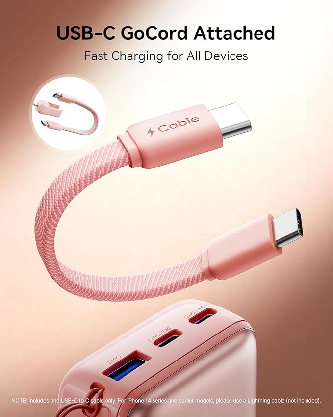 INIU Portable Charger, Ultra Mini 10000mAh 45W Fast Charging Power Bank, USB C Battery Pack with Cable, Flight-Safe Travel Powerbank for iPhone 17, Xiaomi 17 Pro, Teen Girls, Coffee Shop, Light Blue