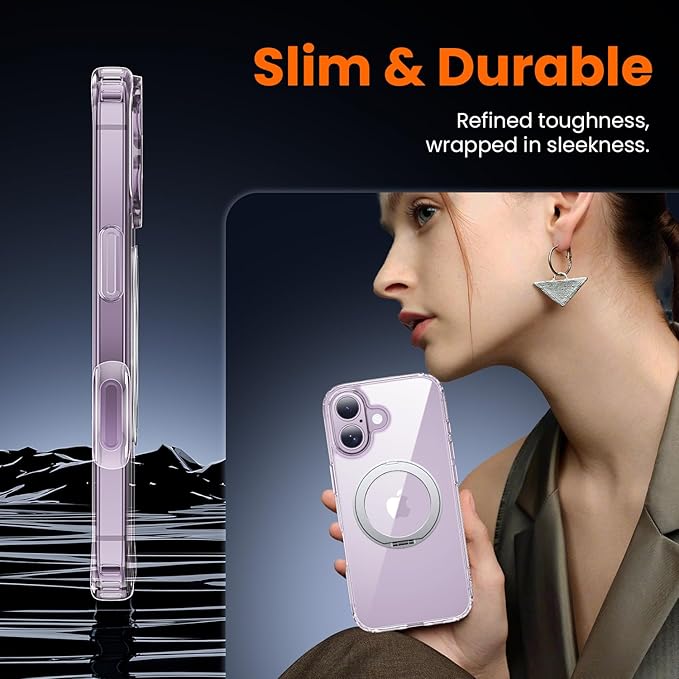 toushion 3 in 1 for iPhone 17 Case Stand |Build in Kickstand,Screen Protector *1 & Camera Lens Protector*1, Not Yellowing, Fits MagSafe, Military-Grade Protection