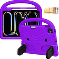 Kids Case for iPad Pro 11" M5 2025/M4 2024 & iPad Air 11" M3 2025/M2 2024, Techcircle Child Shock Proof EVA Protective [Support Pencil Charging] Handle Stand Cover, Purple