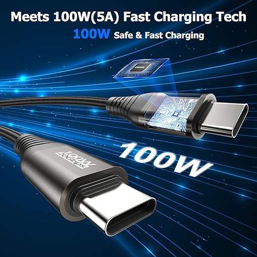 USB C Monitor Display Cable 4K@144Hz Video, 3FT 2-Pack, USB C 20Gbps Data and Power 100W PD Fast Charging Cord, USB 3.2 Cable for Car Carplay,Docking Station, Portable Monitor, VR, Phone, Laptop,SSD